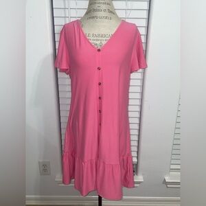 Pink Flowy Button Down Dress